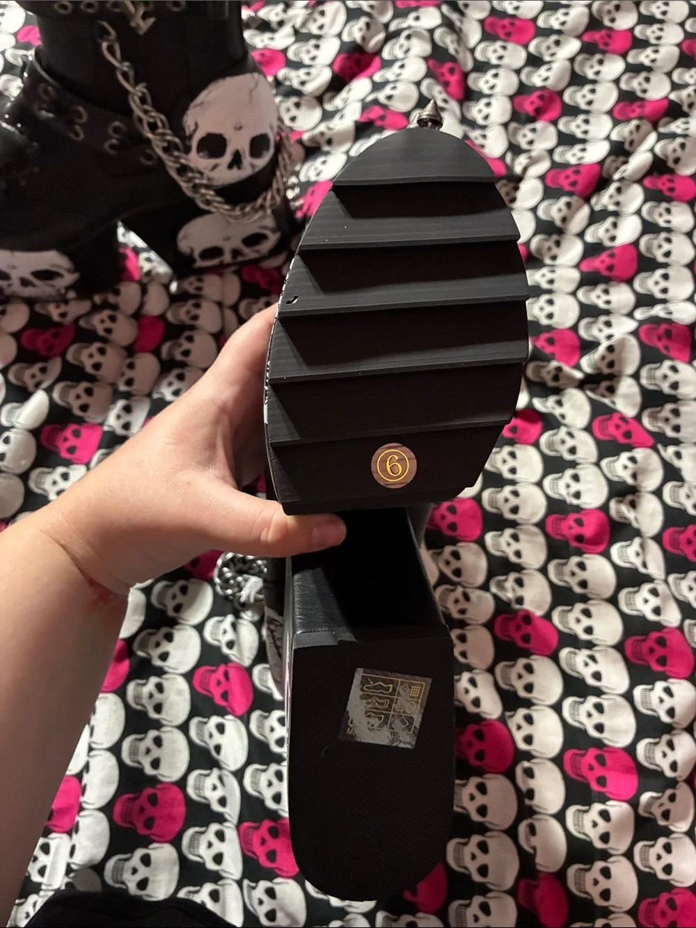 Lamoda skull platform chain boots